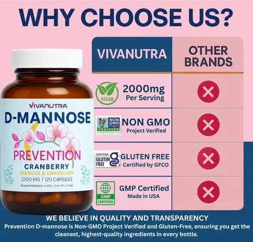 Vista 3 de Pastillas de arándano para mujeres con D-manosa – Suplementos de manosa D para mujeres + suplemento de arándano – Apoyo urinario diario, comodidad