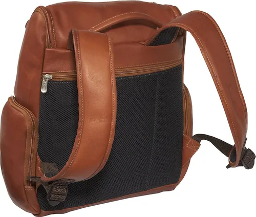 Vista 2 de Piel Leather Mochila para portátil con múltiples bolsillos, Saddle, Mochila para portátil con múltiples bolsillos