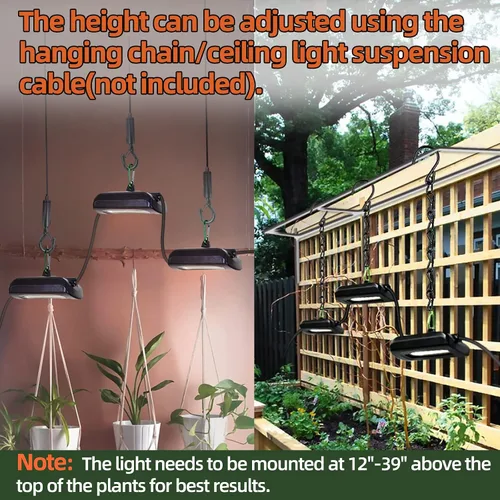 Vista 6 de Owleye Luces LED de Cultivo para Exteriores de 12 Pies en Cadena para Plantas, IP65 Impermeable, Espectro Completo, 120V, Listado por ETL, 33.89
