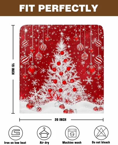 Vista 7 de Paquete de 6 fundas protectoras para sillas de comedor de Navidad, diseño de árbol de Navidad, fundas protectoras elásticas extraíbles para sillas