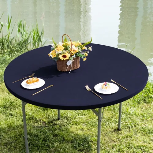 Vista 34 de Mantel de mesa rectangular de 4 pies con ajuste elástico, mantel de elastano elástico de 4 pies para mesas de comedor, para interiores y exteriores