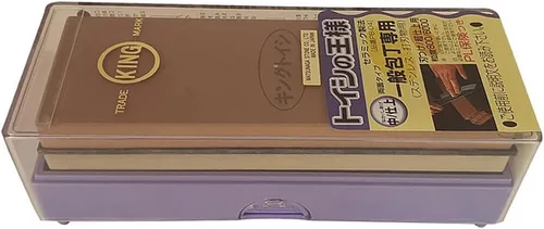 Vista 7 de KING Japanese Whetstone PB-02/#800 (grano mediano) con estuche rígido transparente y soporte