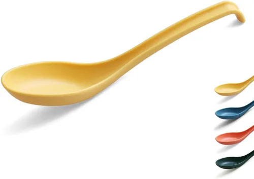 Vista 9 de Evanda Cuchara de sopa, cuchara ecológica hecha de polipropileno de grado alimenticio, libre de BPA, fácil de limpiar, apta para lavavajillas, juego