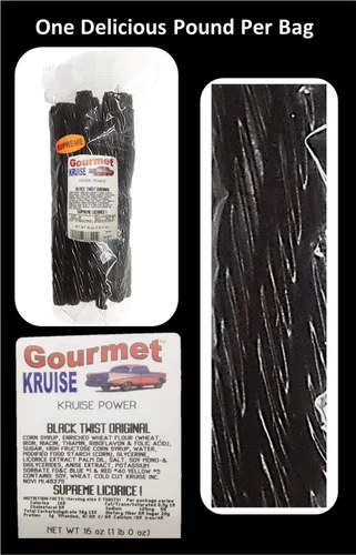 Vista 2 de Black Regaliz Original Twist Bolsas de 2-1 lb (1) Regaliz Red Twist Original 1lb (Peso NETO 48 OZ) Gourmet Kruise Signature Gifts