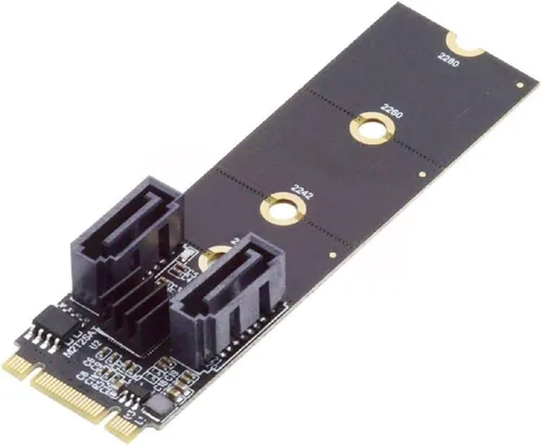 Vista 7 de Cablecc PCI Express NGFF Key B+M a SATA 3.0 6Gbps Dual Puertos Adaptador Vertical Convertidor Disco Duro Tarjeta de Extensión JMB582 2230 2242 2260