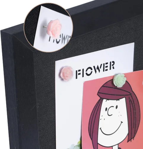 Vista 5 de AKTOP - Juego de 2 pizarras de corcho negro con lino de 16.7" X 11", pequeño tablero de anuncios con marco para pared, tablero decorativo