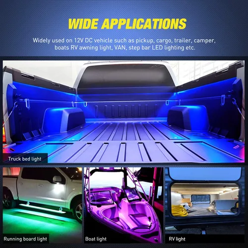 Vista 8 de Nilight - TL-31 Kit de tira de luz RGB de 60 pulgadas para caja de camión, 180 LED, control remoto RF con interruptor de encendido y apagado