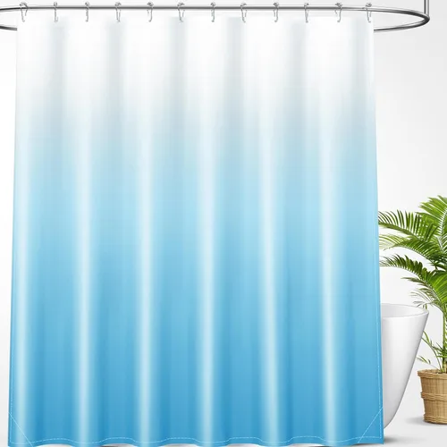 Vista 22 de OLANLY Juego de cortinas de ducha de lujo beige y blanco degradado con 12 ganchos, cortinas de ducha decorativas impermeables y lavables para baño