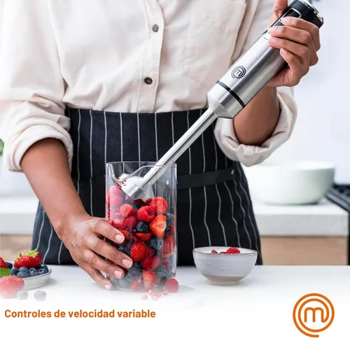Vista 4 de MasterChef Batidora de Inmersión de Mano con Batidor Eléctrico y Accesorios de Espumador de Leche, Batidora de Mano de Acero Inoxidable para Hacer