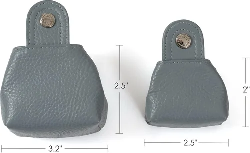 Vista 3 de Cockatoo Monedero de cuero genuino para cambio, mini billetera con bolsillo a presión para hombres y mujeres, Azul marino, Casual