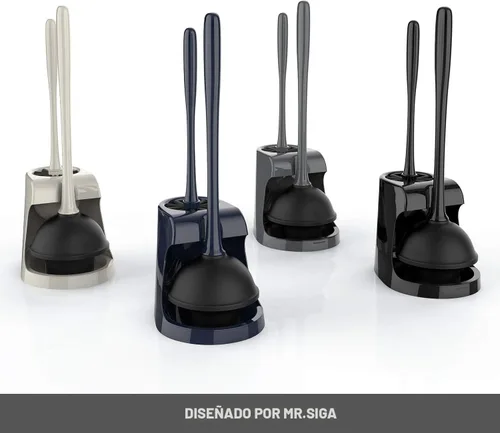 Vista 3 de MR.SIGA Combo de émbolo de inodoro y cepillo para limpieza de baño, negro, 2