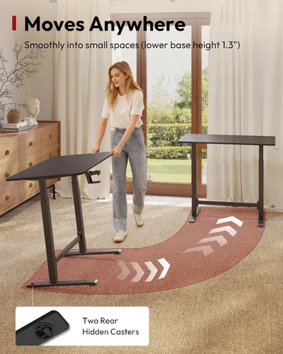 Vista 5 de SANODESK - Escritorio de pie móvil de una pieza con resorte de gas de 32 x 20 pulgadas