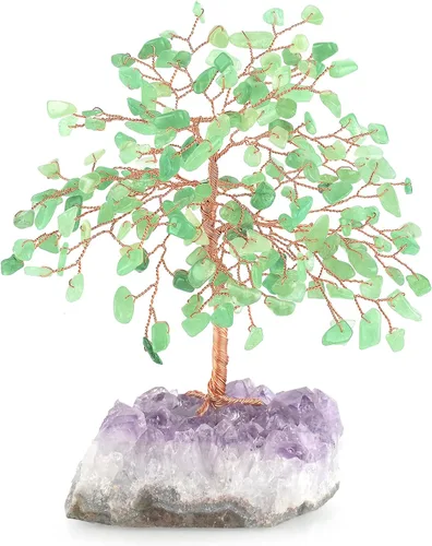 Vista 11 de Árbol de la Vida de Cristal de Gemas de Chakra Hecho a Mano, Amatista Natural con Base de Racimo de Amatista, Decoración Feng Shui Bonsái Árbol