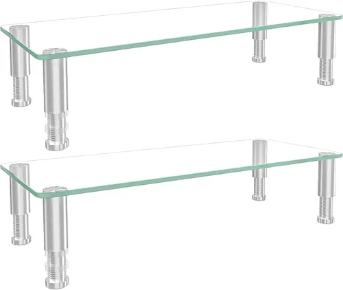 Vista 9 de Hemudu Elevador de monitor de computadora transparente con soporte de escritorio multimedia ajustable para pantalla plana LCD LED TV