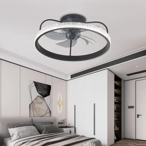 Vista 9 de A Million 18" Crystal Caged Ceiling Fan with Lights, Industrial Enclosed Ceiling Fan Light with Remote Control, 3 Speed Silent for Farmhouse