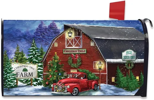 Vista 6 de Briarwood Lane Funda de buzón de gran tamaño de Navidad en la granja