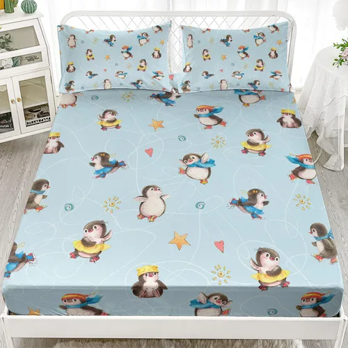 Vista 17 de AILONEN Axolotl - Juego de sábanas bajeras para niños, tamaño individual XL, color rosa y azul degradado kawaii, lindas sábanas de fresa salamandra