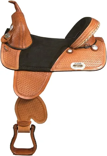 Vista 10 de HILASON Western Treeless Trail Barrel Saddle American Leather Negro