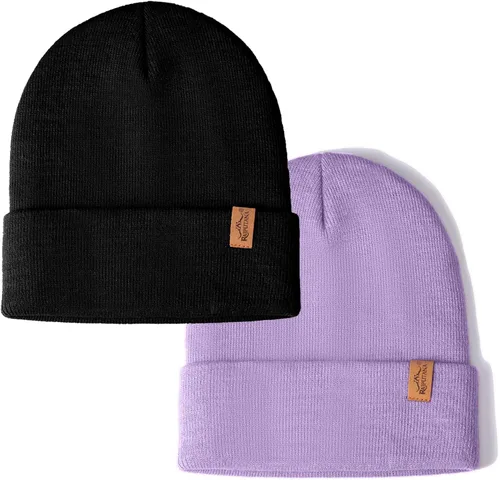 Vista 34 de Rajputana 1 y 2 Packs Gorro de invierno unisex de punto para hombre y mujer 2-Camuflaje