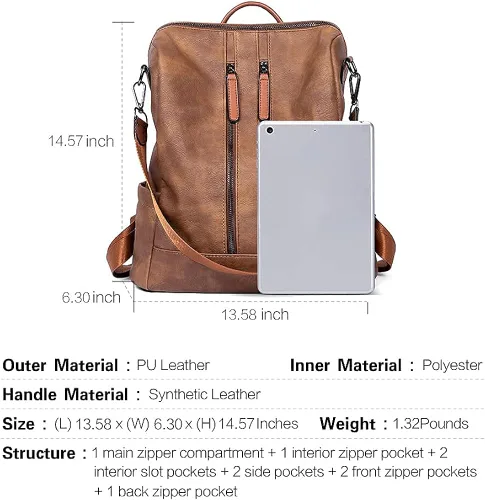Vista 5 de CLUCI Cartera grande de cuero con cremallera alrededor del tarjetero organizador de tarjetas para mujer bolso de mano con mochila para mujer bolso