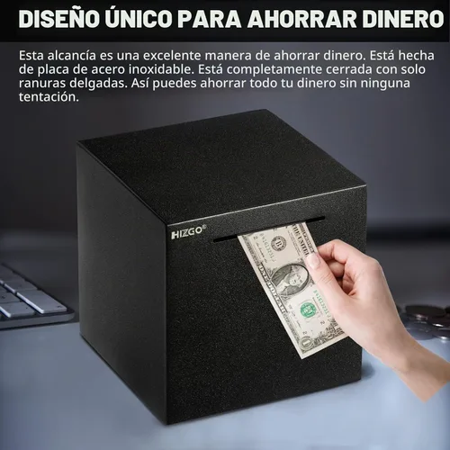 Vista 6 de Alcancía para adultos hizgo - Alcancía para adultos que debe romperse para abrirse - Caja de ahorro de dinero de acero inoxidable - Caja de ahorro