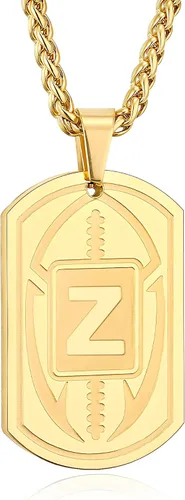 Vista 65 de Graduation Gifts - Football Initial Necklace for Men Boys Kids Teen Dog Tag Stainless Steel Black Letter Pendant Sport Football Athletes Jewelry