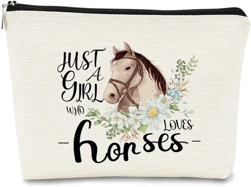 Vista 8 de BARPER Bolsa de maquillaje Hey Girl Horse con gafas de sol Hey Farm Flowers bolsa cosmética bolsa de maquillaje mejor idea de regalo para amantes