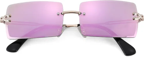 Vista 2 de Gafas de sol rectangulares para hombres/mujeres, gafas de sol pequeñas sin montura cuadrada
