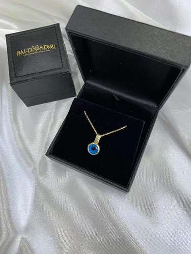 Vista 3 de Jewelry, Solid 14k Gold Jewish Jewelry Pendant Blue Crystal Evil Eye Protection Charm Necklace for Women & Men Spiritual Amulet Good Luck Jewelry