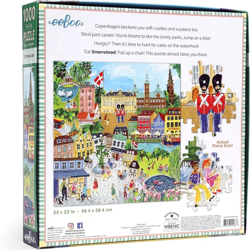 Vista 3 de eeBoo Rompecabezas de 1000 piezas, rompecabezas de Copenhague para adultos, cuadrado de 23 x 23 pulgadas, fabricado con tablero reciclado y tinta a