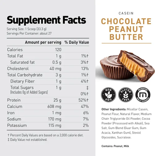 Vista 6 de Kaged Proteína en polvo de caseína premium Mantequilla de maní de chocolate Caseína micelar Suplemento libre de sustancias prohibidas