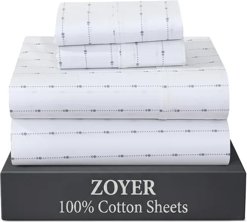 Vista 10 de ZOYER Sábanas de 100 % algodón percal tamaño individual, refrescantes y transpirables, duraderas, con una sensación nítida, suave y cómoda, bolsillo