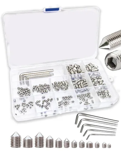 Vista 11 de Tornillos prisioneros de punta cónica, 48 piezas (M3, M4, M5, M6), cabeza hexagonal, tornillos prisioneros métricos de acero inoxidable 304, varios