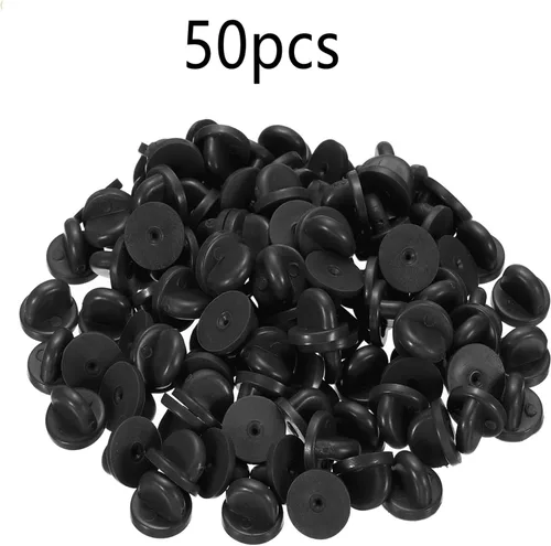 Vista 5 de 50 piezas de pines de goma de PVC, parte trasera de seguridad para broche de corbata, sombrero, insignia, parte trasera de pasador de solapa de goma