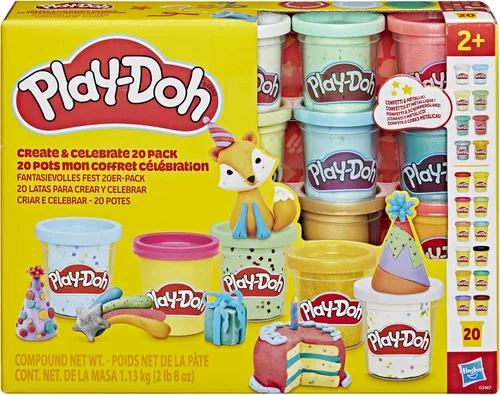 Vista 3 de Play-Doh Paquete de 20 para crear y celebrar, latas de 2 onzas, regalos y recambios para niños, artes y manualidades 2+