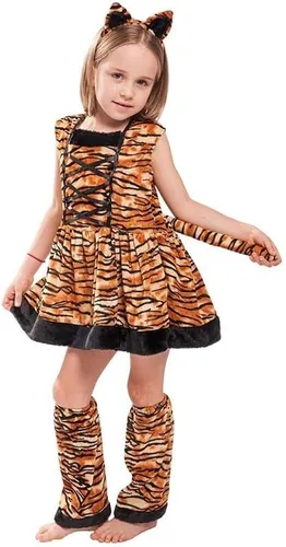 Vista 2 de EraSpooky Lindo disfraz de tigre para niñas, disfraz de Halloween de animales