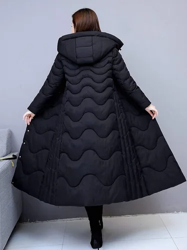 Vista 4 de DBM - Chaqueta de plumón de cuello alto con capucha para mujer