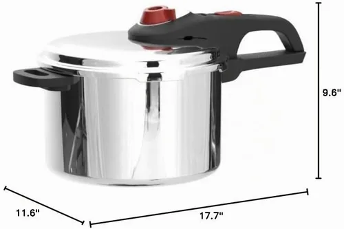 Vista 7 de T-fal P2614634 Secure Aluminum Initiatives - Olla a presión de 12 PSI, 6 cuartos de galón, color plateado