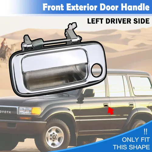 Vista 3 de Osompar Manija exterior izquierda para puerta delantera izquierda cromada compatible con Toyota Land Cruiser 80 Series LC80 FJ80 FZJ80 1990-1998