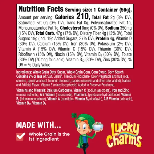 Vista 2 de Lucky Charms Cereales, tazas de servicio de alimentos de una sola porción, 60 unidades, caja de 7.5 libras