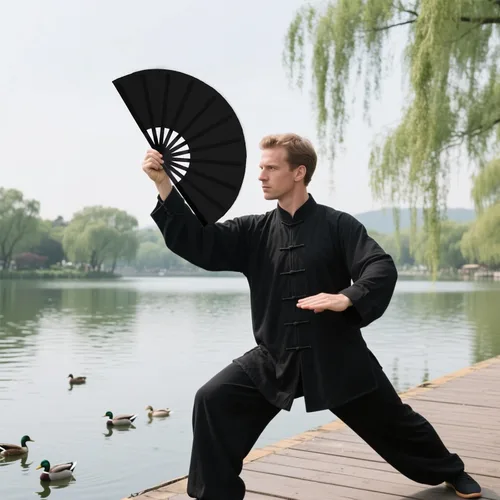 Vista 4 de Nydotd Paquete de 2 ventiladores plegables de mano para fanáticos rave, tela de nailon plegable para hombres y mujeres, línea de actuación, danza