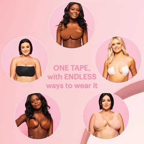 Vista 5 de Booby Tape Cinta adhesiva para senos original, levantamiento instantáneo de senos, reemplaza tu sujetador, sin látex, cinta adhesiva hipoalergénica