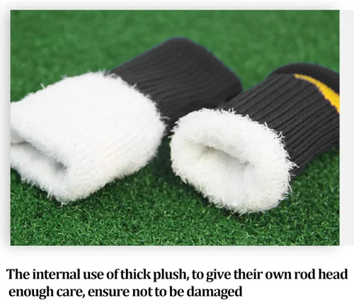 Vista 2 de Fundas de hierro de punto, fundas protectoras para golfs, juego con números para madera, ajuste conductores, calles, híbridos (negro) ocio y deportes