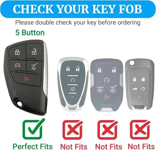 Vista 2 de Joouheax Funda para Llave de Coche Chevy con Llavero, 5 Botones de TPU Suave con Protección Completa, Compatible con Chevy 2021 2022 2023 2024 2025