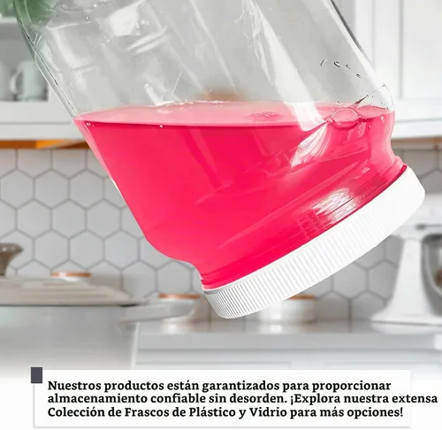 Vista 3 de Tarro de plástico de 64 oz (1/2 galón), tapa blanca, paquete de 1