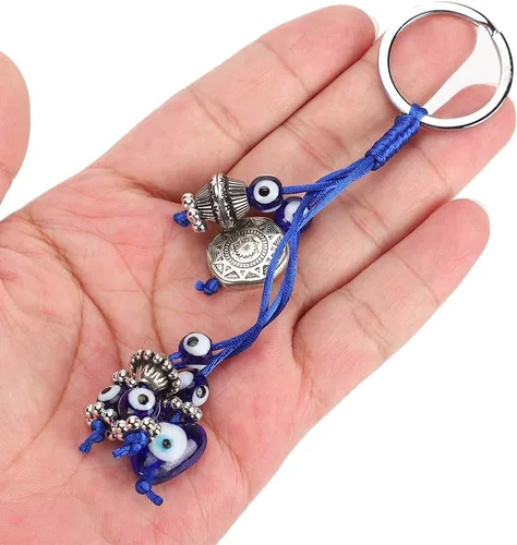 Vista 8 de 2Pcs Blue Eyes Keychain, Evil Eye Keychain, Cute Protection keychains, Good Luck Keychain, Amulet Car Keychains for Purse Backpack Handbag Hanging
