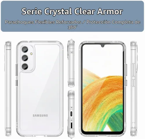Vista 7 de Funda para Samsung A34 5G, Samsung Galaxy A34 5G, con protector de pantalla de vidrio templado, 4 bolsas de aire integradas, no amarillea, funda