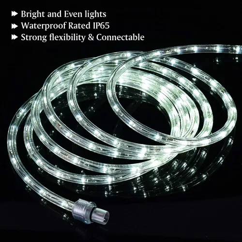 Vista 2 de Cuerda de luces de 20 pies, AC110V 6000K 144LEDS impermeable para interiores y exteriores Blanco