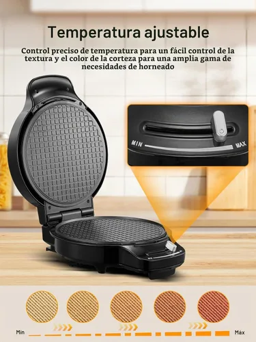 Vista 3 de FOHERE Máquina para hacer conos de gofres y fabricar tazones de helado con control de temperatura, tazón de gofre antiadherente de doble cara