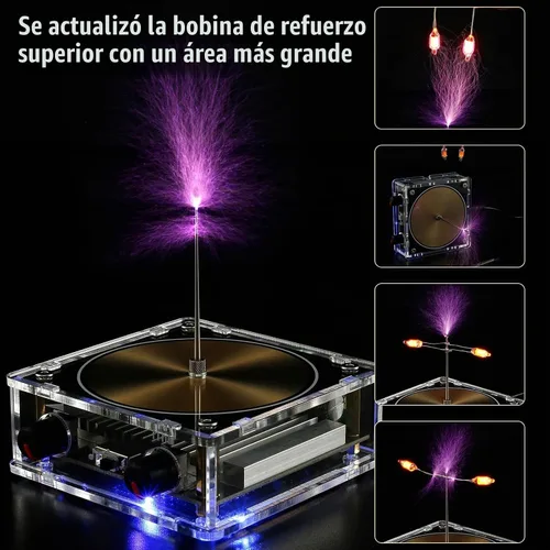 Vista 5 de Bobina musical Tesla, bobina de Tesla con Bluetooth, generador de arco de chispa artificial táctil, modelo de experimento de transmisión Estándar